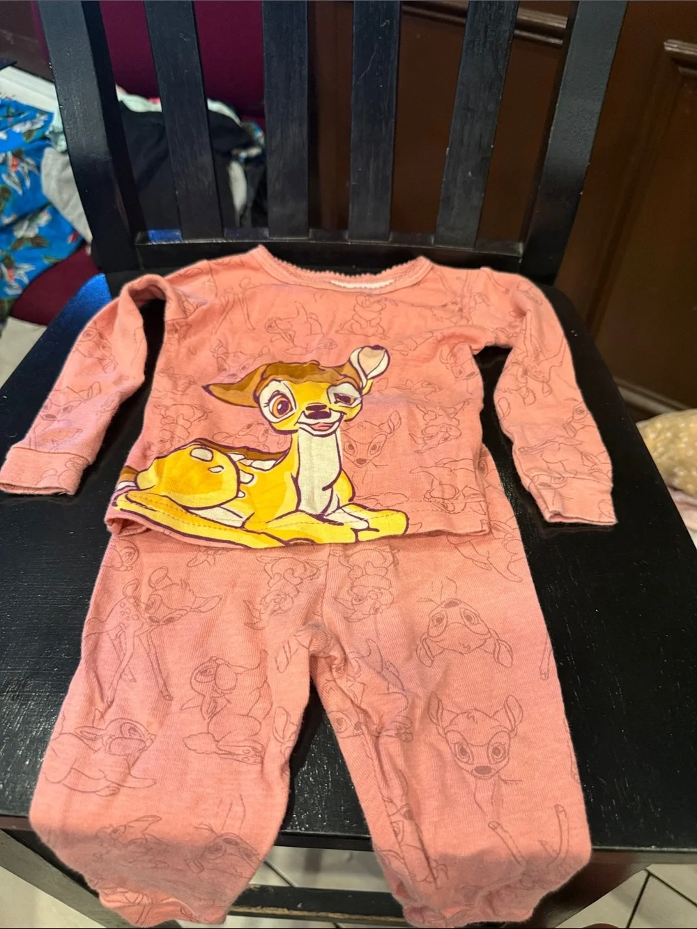 Girls Pink Bambi Character Pajama Set